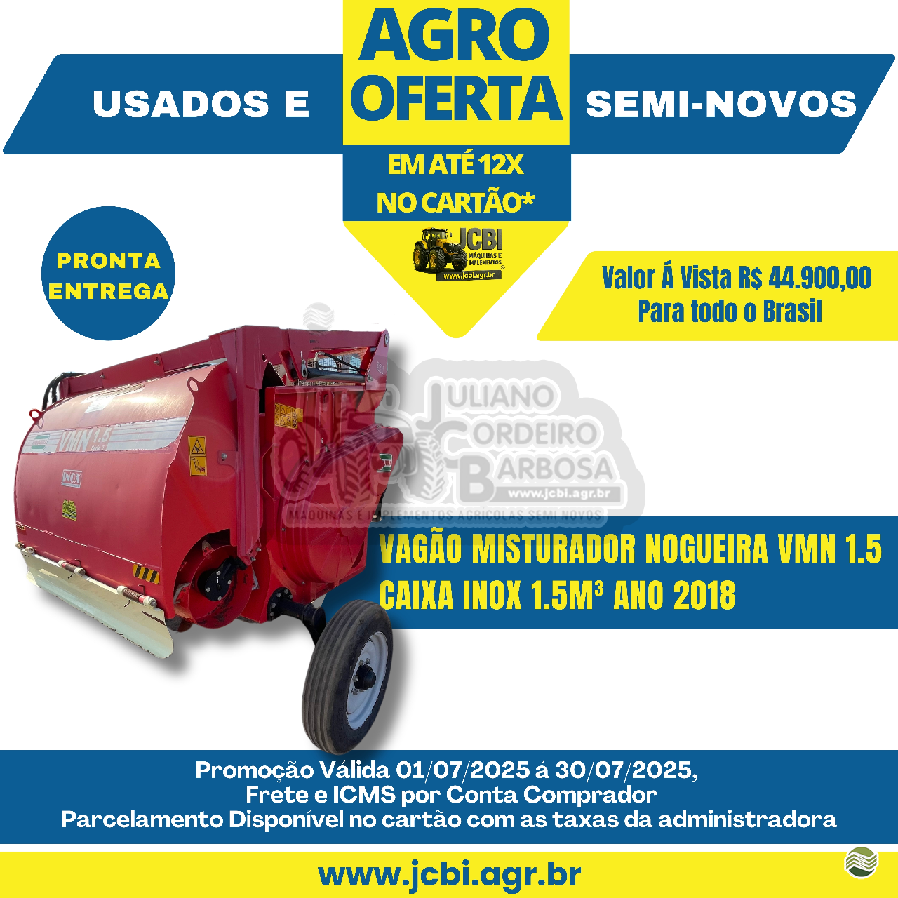 IMPLEMENTOS AGRICOLAS VAGAO FORRAGEIRO VAGÃO MISTURADOR JCBi Máquinas e Implementos Agrícolas MARACAJU MATO GROSSO DO SUL MS